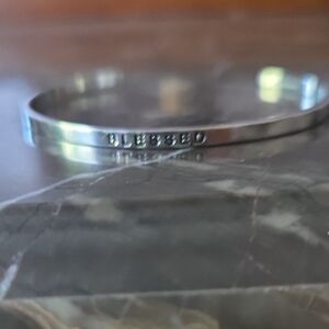 Silver 'Blessed' Bangle Bracelet